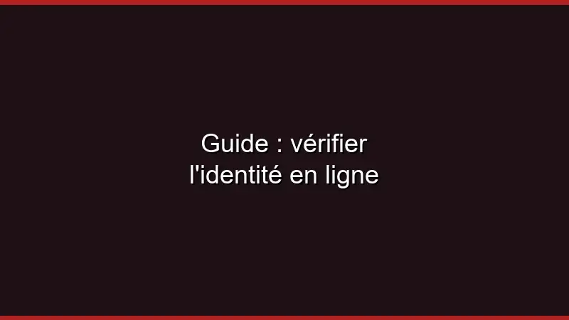 Guide : vérifier l'identité en ligne